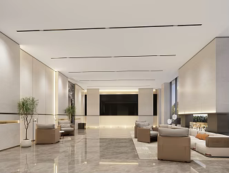 Modern Hall Hotel Lobby 3d model