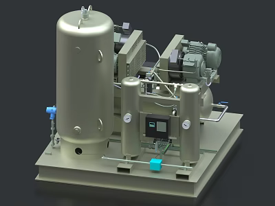 Industrial Equipment with Large Cylindrical Tank Small Containers Pipes Control Panel and Metal Structure 3d model
