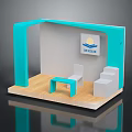 Modern Room Scene With Blue Frame White Furniture Wooden Floor And Sun Villa Sign