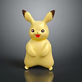 Yellow Cartoon Creature Figure With Long Ears Red Cheeks Standing Posture Shiny Surface 3d model