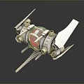 3D Rendered Mechanical Structure With Spherical Body And White Wing Elements