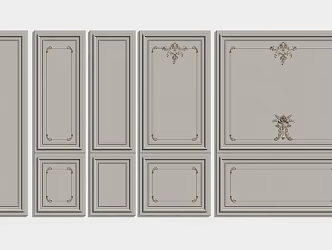 Simple European clapboard background wall line combination 3d model