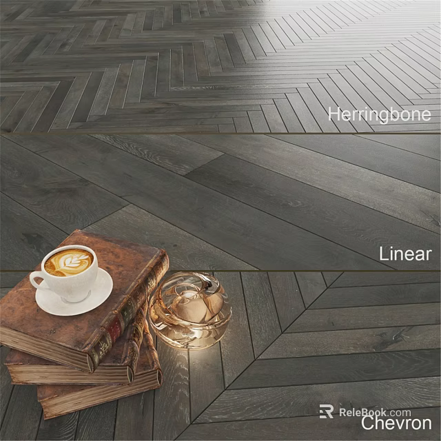 Wooden Flooring Design Featuring Herringbone And Linear Patterns For Interior Spaces 3d model 