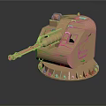 Golden Military Weapon Tank Turret Model With Detailed Gun Barrel And Base