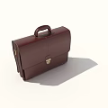 Classic Brown Leather Briefcase With Top Handle And Secure Lock Closure