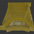 Ancient Historic Stone Stairs With Multiple Curved Steps Side Walls And Bottom Platform 3d model