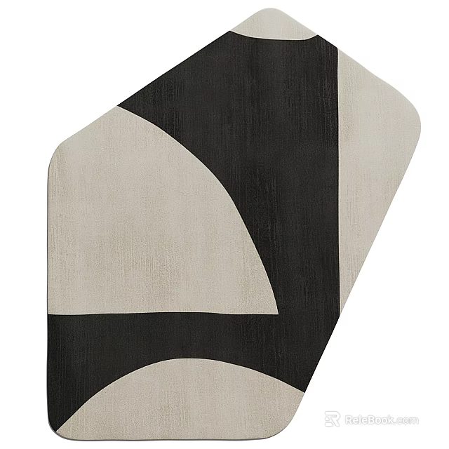 Modern Stylish Shaped Rug With Abstract Geometric Patterns And Beige Black Tones 3d model