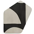 Modern Stylish Shaped Rug With Abstract Geometric Patterns And Beige Black Tones 3d model