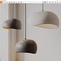 Modern Pendant Lights with Gray White Dome Shaped Concrete Like Design in Interior