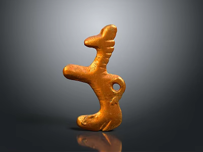 Golden Decorative Clothing Accessory with Unique Animal Shape Design and Shiny Finish 3d model