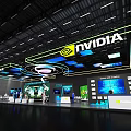 Modern Exhibition Booth With Large LED Screen Interactive Displays And Bright Lighting Design 3d model