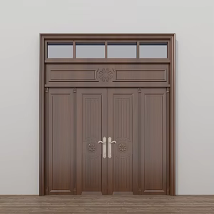 Double-opening wooden gate 3d model