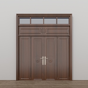 Double-opening wooden gate 3d model