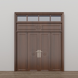 Double-opening wooden gate 3d model