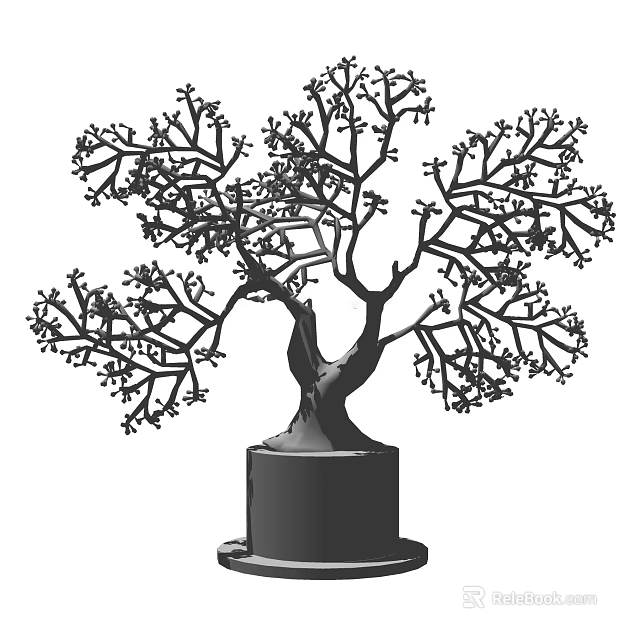 Decorative Vase With Cylindrical Base And Intricate Ornamental Branches For Home Decoration 3d model 