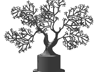 Decorative Vase With Cylindrical Base And Intricate Ornamental Branches For Home Decoration 3d model