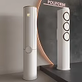 Sleek White Tower Air Conditioner Fan With Modern Design And Circular Elements For Indoor Use