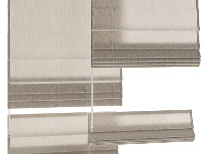 Beige Fabric Window Blinds With Layered Folded Design And Textured Finish 3d model