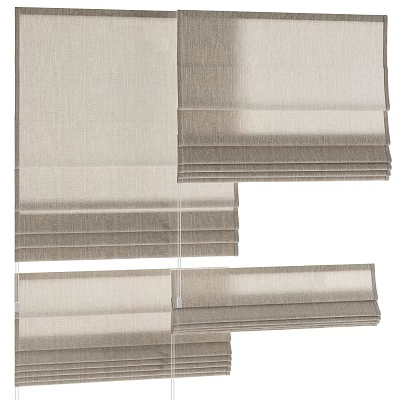 Beige Fabric Window Blinds With Layered Folded Design And Textured Finish 3d model