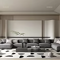 Minimalist Living Room Interior Design With Grey L Shaped Sofa Coffee Table Black White Rug