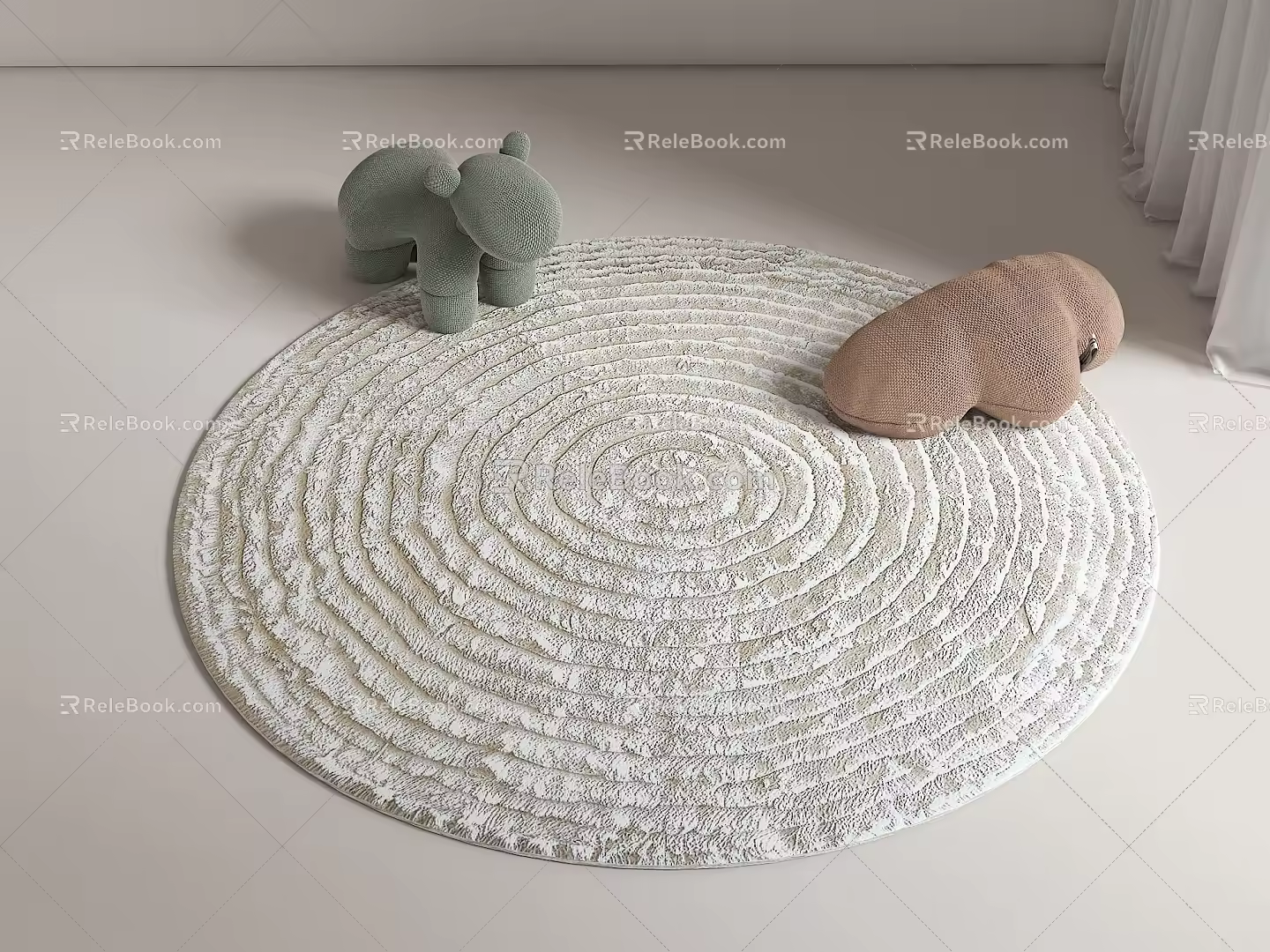 Modern Round Carpet Fabric Carpet Cream Style Carpet Home Style Carpet Round Cream Style Carpet 3d model