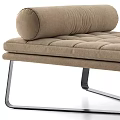 Modern Beige Tufted Lounge Chair With Metal Frame And Cylindrical Backrest