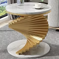 Modern Luxury Side Table With Black Marble Top And Golden Spiral Base Design