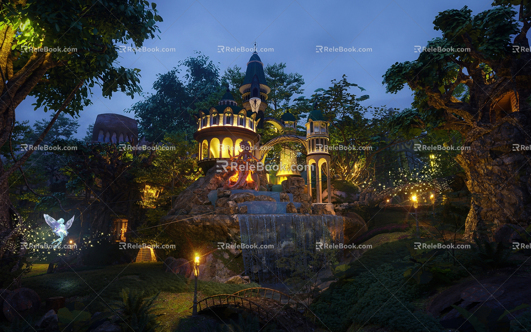 Park night view 3d model