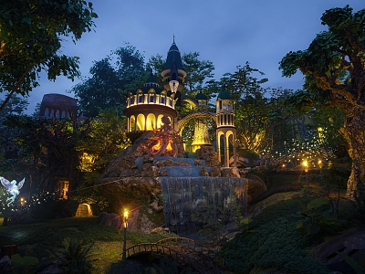 Park night view 3d model