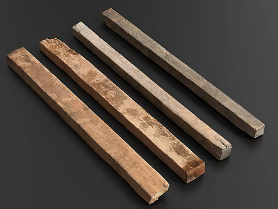 Stone And Wood Long Natural Planks With Varied Textures On Dark Surface 3d model
