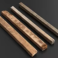 Stone And Wood Long Natural Planks With Varied Textures On Dark Surface