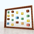 Game Themed Play Space With Brick Blocks Question Mark Boxes And Gold Coins 3d model