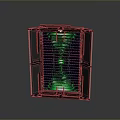 Modern Tech Cooling System With Green LED Lights And Metallic Frame Structure