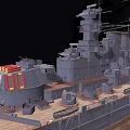 Gray Warship With Detailed Deck Turret Mast And Hull Structure Side View