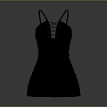 Black Spaghetti Strap Dress With Stylish Front Lace Up And Ruched Waist