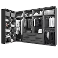 Modern Wardrobe Interior With Hanging Rods Drawers Storage Boxes And Shoes 3d model