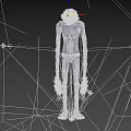 Slim Eerie Game Movie Character With Pale Skin Long Limbs And Head Patterns