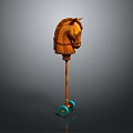 Children's Wooden Rocking Horse Toy With Colorful Mane And Blue Wheels