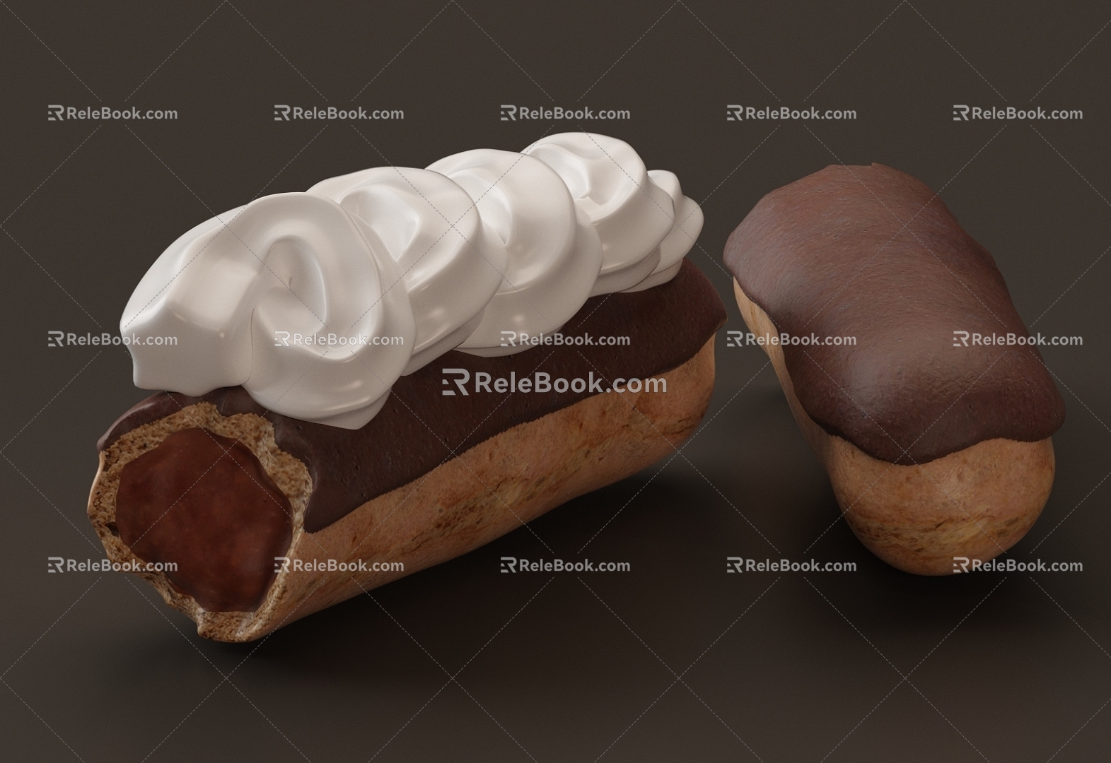 Modern Cream Cake Cake Dessert Cream Hot Dog Chocolate Cake Cookie Snack 3d model