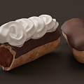 Modern Cream Cake Cake Dessert Cream Hot Dog Chocolate Cake Cookie Snack 3d model