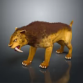 Realistic 3D Saber Toothed Tiger Model With Brown Fur Yellow Body And Long Fangs