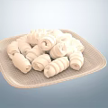 Plateful of Fresh Stuffed Vegetable Rolls on White Plate with Red Rim