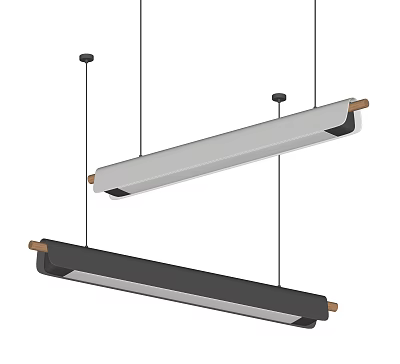 Two Modern Minimalist Elongated Black and Silver Chandeliers for Interior Design with Sleek Hanging Style 3d model