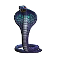 Hooded Cobra With Red Eyes Blue And Purple Scales In Coiled Upright Stance