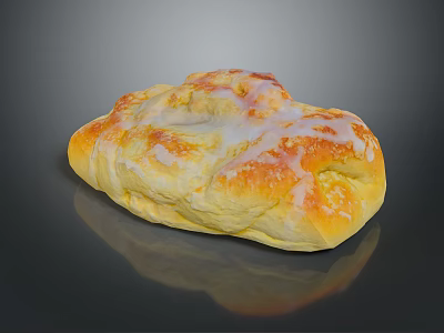 Golden Glazed Sweet Bread With Soft Twisted Texture And Shiny Surface 3d model