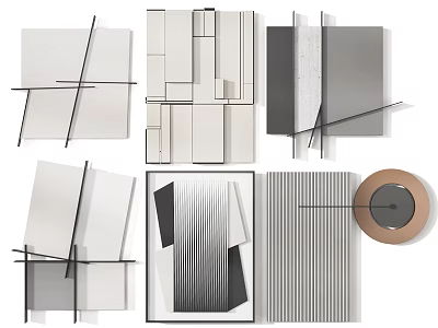 Modern Geometric Abstract Wall Decor With Textured Patterns And Minimalist Design 3d model