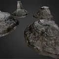 Natural Stone Sculptural Pieces With Rough Texture And Three Different Shapes Design