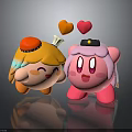 Happy Orange and Pink Hat Wearing Cartoon Characters with Smiling Faces and Floating Hearts
