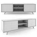 Modern Wooden TV Stand With Drawers Open Shelves And Slim Legs