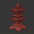 New Chinese Lawn Lamp Pagoda Lantern Garden Statue 3d model